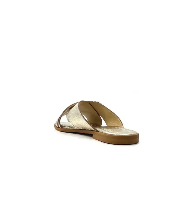 Ivoire0346a Ivoire 22681 Cuir Or*Femme Mules