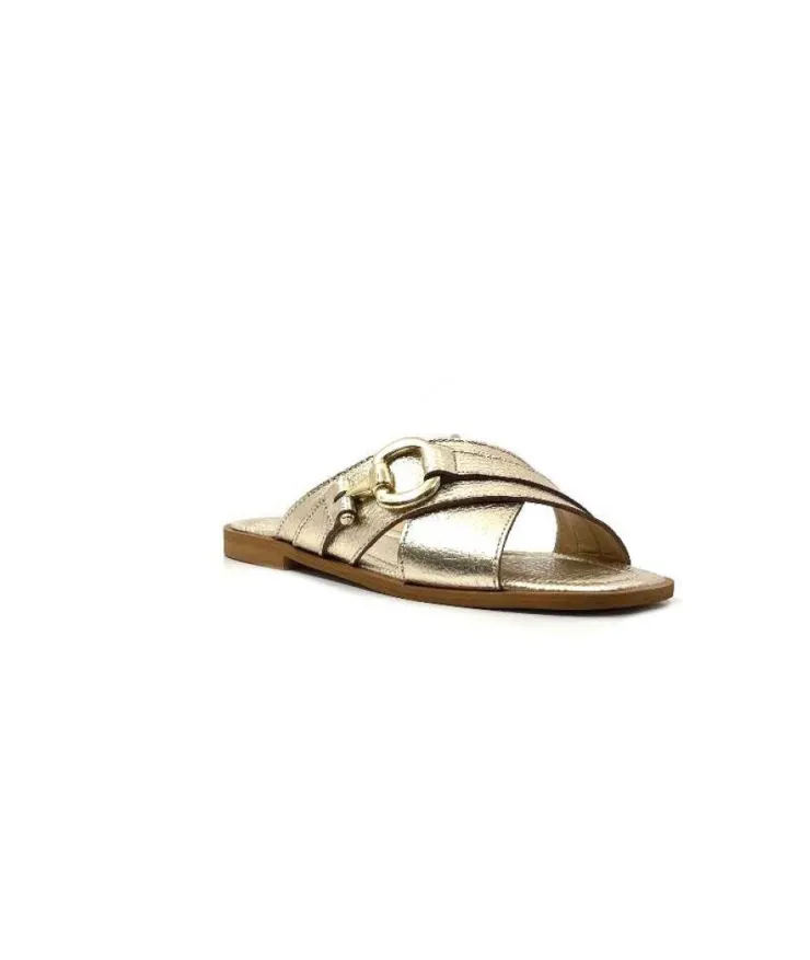 Ivoire0346a Ivoire 22681 Cuir Or*Femme Mules