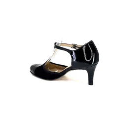 Ivoire0036a Ivoire 1801 Cuir Vernis & Daim Noir*Femme Sandales