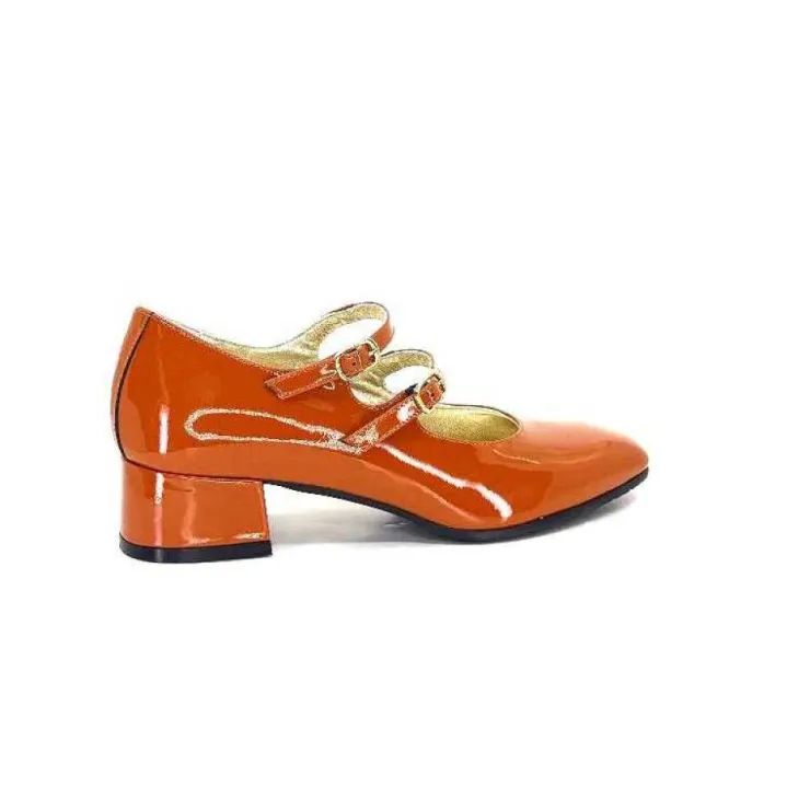 Ivoire0330 Ivoire 914 Cuir Vernis Marrone Orange*Femme Ballerines