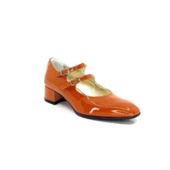 Ivoire0330 Ivoire 914 Cuir Vernis Marrone Orange*Femme Ballerines