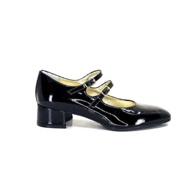 Ivoire0330 Ivoire 914 Cuir Vernis Noir*Femme Ballerines
