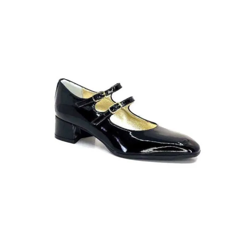 Ivoire0330 Ivoire 914 Cuir Vernis Noir*Femme Ballerines