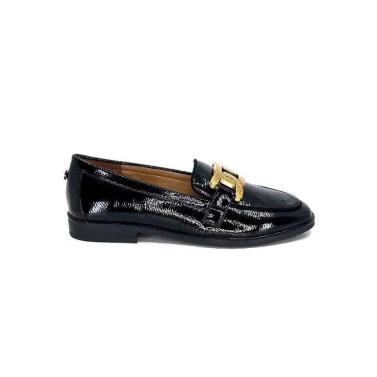 Ivoire0317a Ivoire 2200127-1301 Cuir Vernis Noir*Femme Mocassins