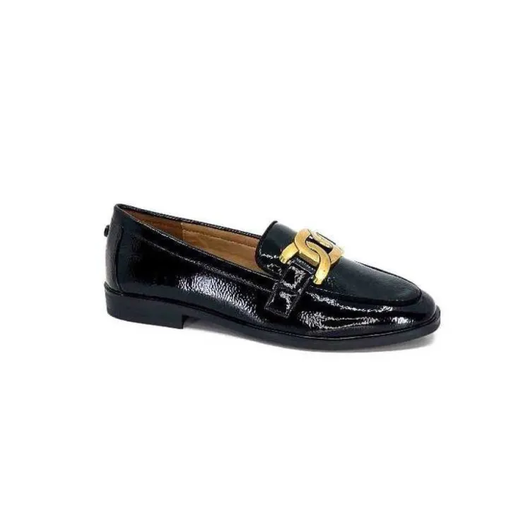 Ivoire0317a Ivoire 2200127-1301 Cuir Vernis Noir*Femme Mocassins