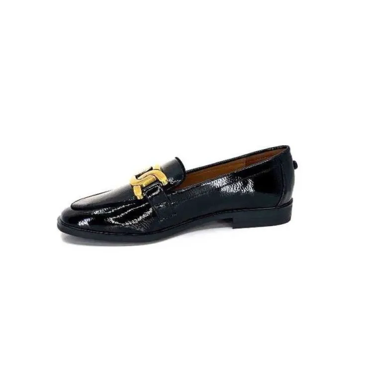 Ivoire0317a Ivoire 2200127-1301 Cuir Vernis Noir*Femme Mocassins