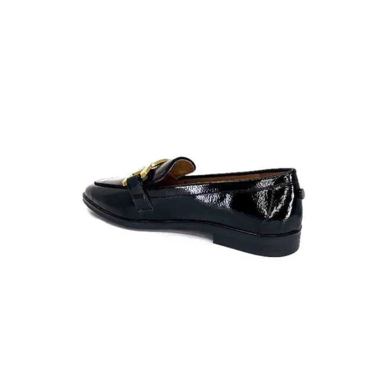 Ivoire0317a Ivoire 2200127-1301 Cuir Vernis Noir*Femme Mocassins