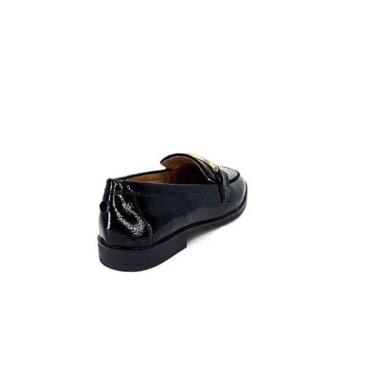 Ivoire0317a Ivoire 2200127-1301 Cuir Vernis Noir*Femme Mocassins