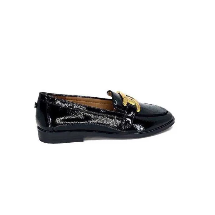 Ivoire0317a Ivoire 2200127-1301 Cuir Vernis Noir*Femme Mocassins