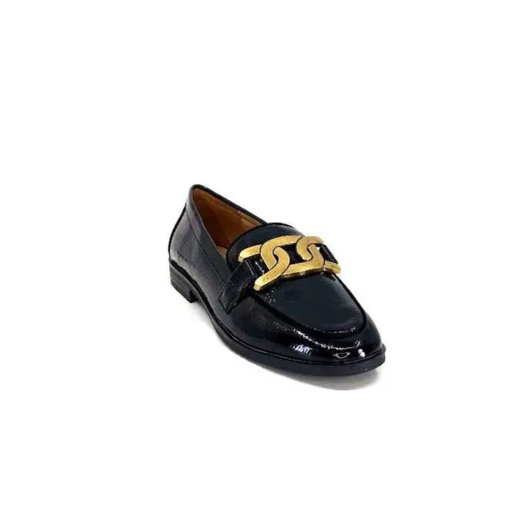 Ivoire0317a Ivoire 2200127-1301 Cuir Vernis Noir*Femme Mocassins