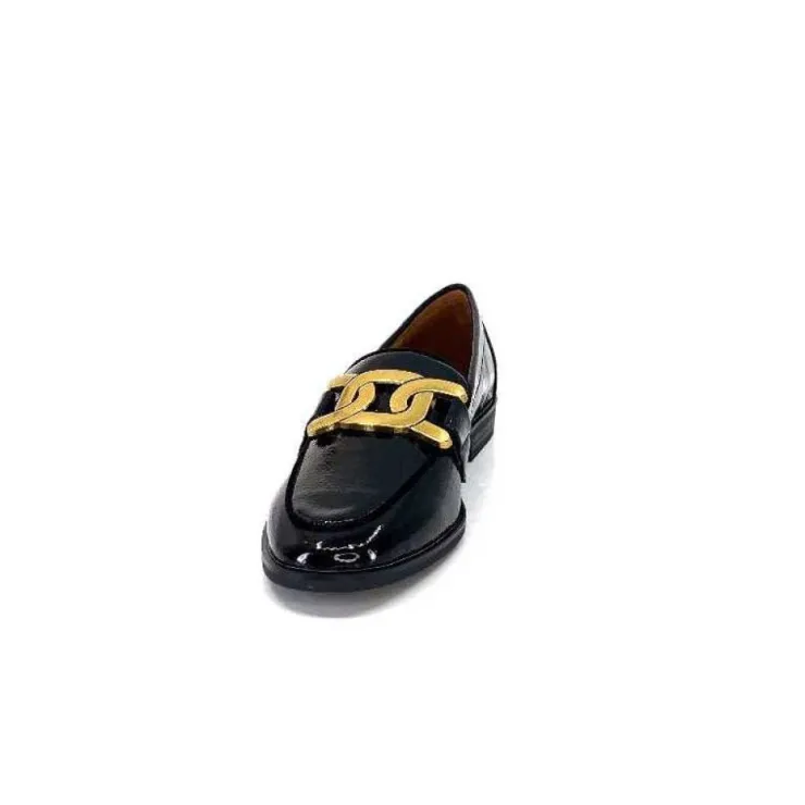 Ivoire0317a Ivoire 2200127-1301 Cuir Vernis Noir*Femme Mocassins
