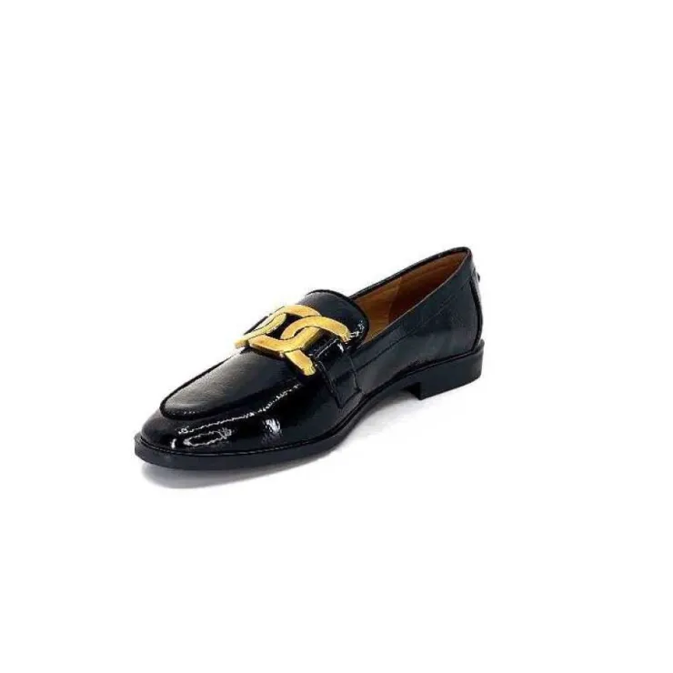 Ivoire0317a Ivoire 2200127-1301 Cuir Vernis Noir*Femme Mocassins