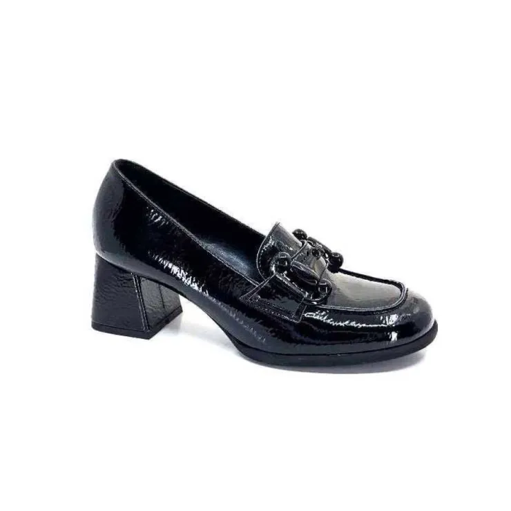 Ivoire0130a Ivoire 204823 Cuir Vernis Noir*Femme Mocassins
