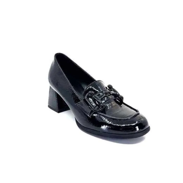 Ivoire0130a Ivoire 204823 Cuir Vernis Noir*Femme Mocassins