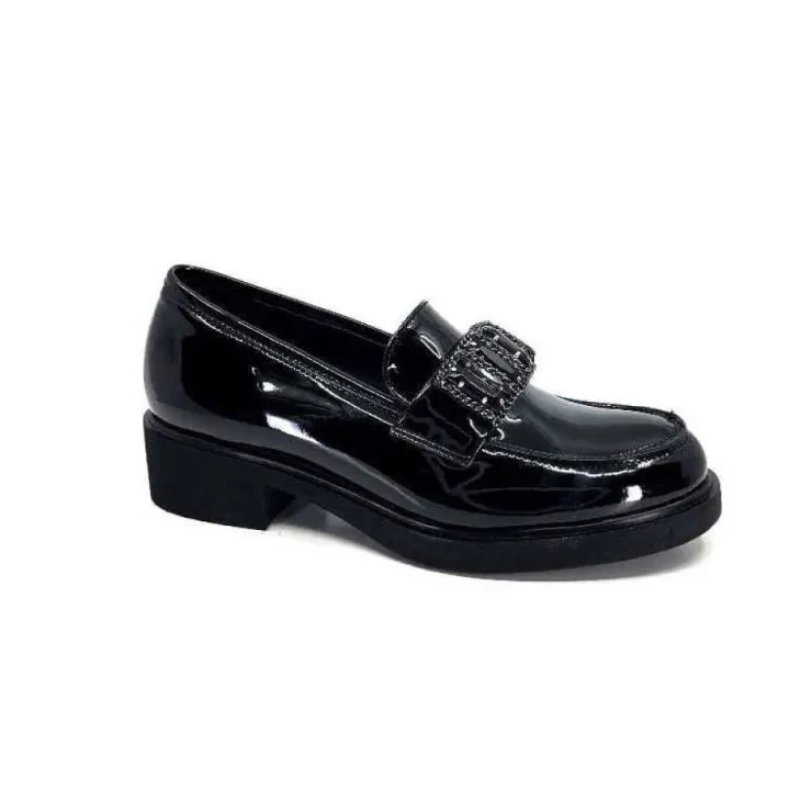 Ivoire0130a Ivoire 844926 Cuir Vernis Noir*Femme Mocassins