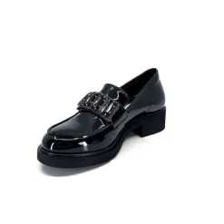 Ivoire0130a Ivoire 844926 Cuir Vernis Noir*Femme Mocassins