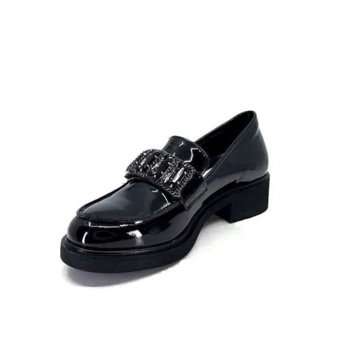 Ivoire0130a Ivoire 844926 Cuir Vernis Noir*Femme Mocassins
