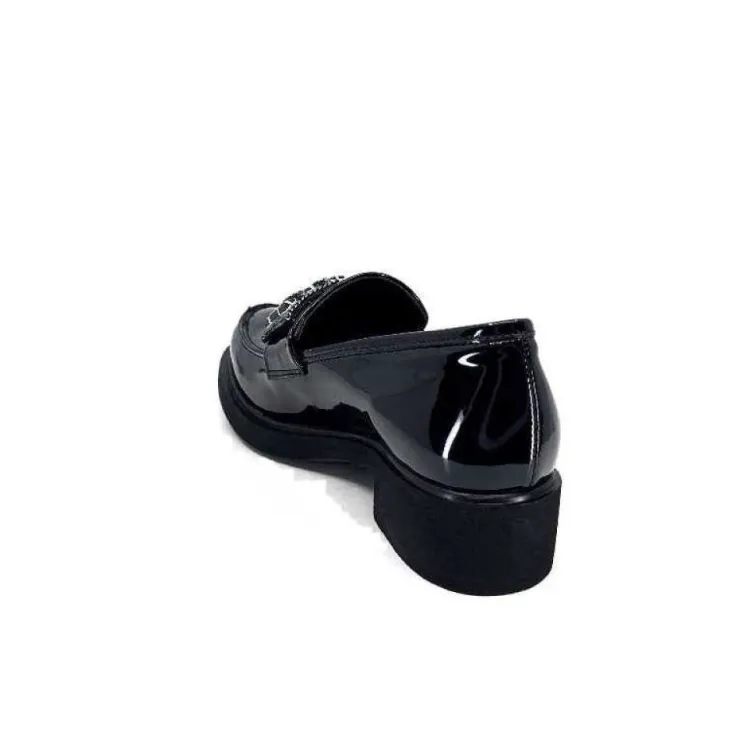 Ivoire0130a Ivoire 844926 Cuir Vernis Noir*Femme Mocassins