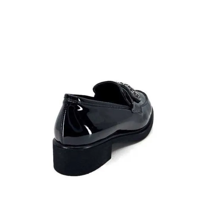Ivoire0130a Ivoire 844926 Cuir Vernis Noir*Femme Mocassins