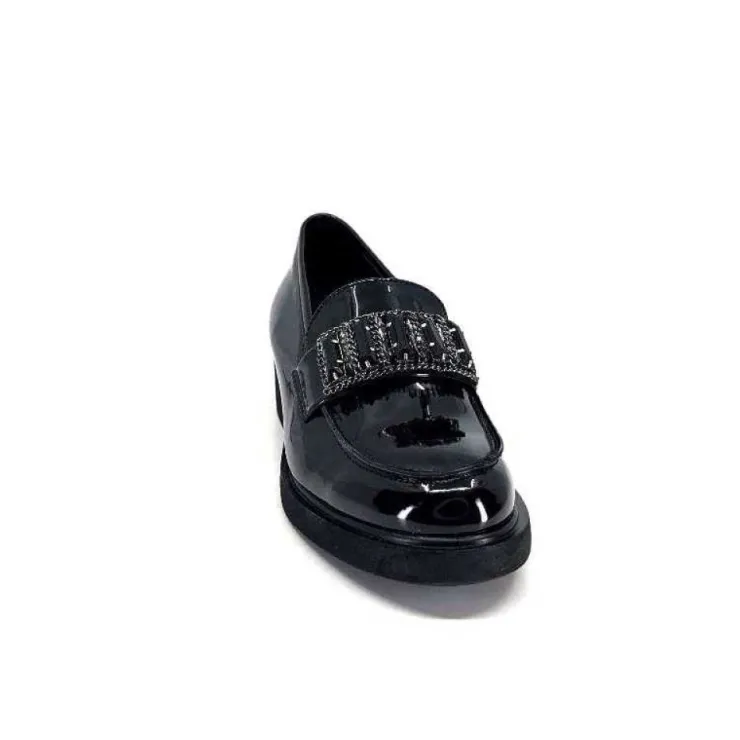 Ivoire0130a Ivoire 844926 Cuir Vernis Noir*Femme Mocassins