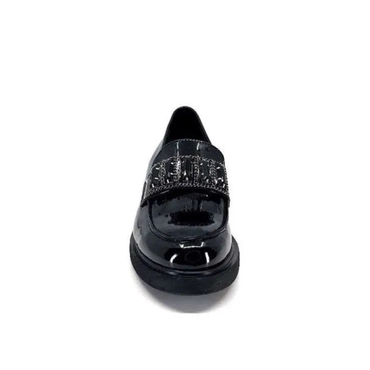 Ivoire0130a Ivoire 844926 Cuir Vernis Noir*Femme Mocassins
