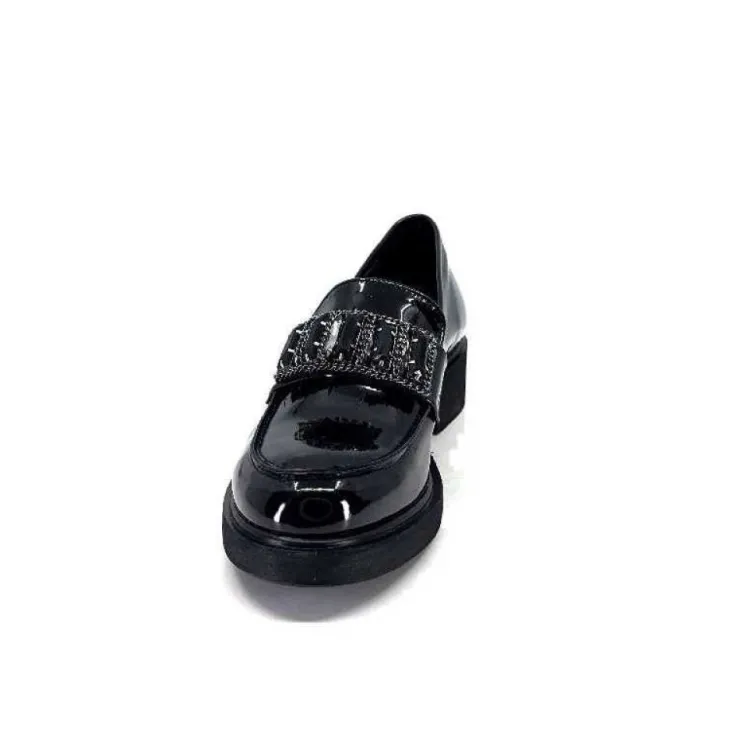 Ivoire0130a Ivoire 844926 Cuir Vernis Noir*Femme Mocassins
