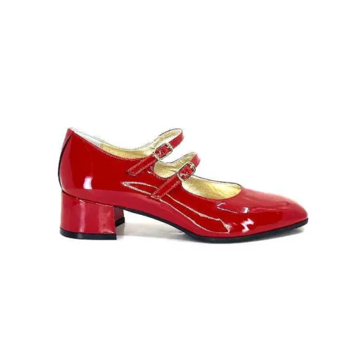 Ivoire0330 Ivoire 914 Cuir Vernis Rouge*Femme Ballerines