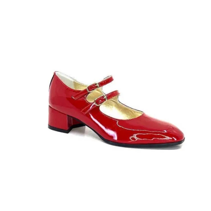 Ivoire0330 Ivoire 914 Cuir Vernis Rouge*Femme Ballerines