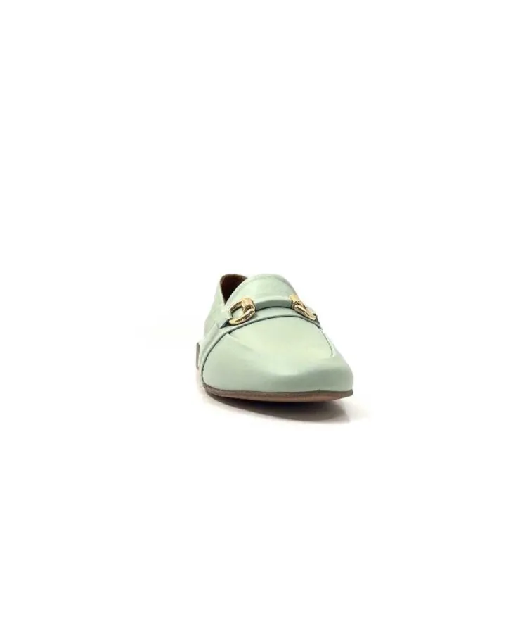355-ivoire Ivoire 35.48.709 Cuir Vert*Femme Mocassins