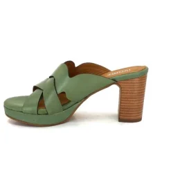 Ivoire0399a Ivoire 6080 Cuir Vert Olive*Femme Mules
