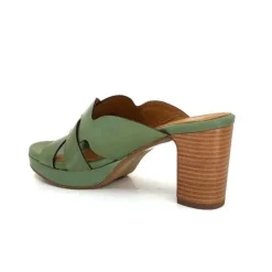 Ivoire0399a Ivoire 6080 Cuir Vert Olive*Femme Mules