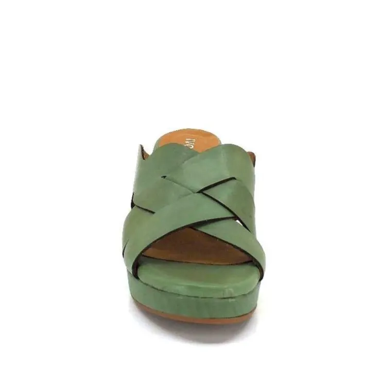 Ivoire0399a Ivoire 6080 Cuir Vert Olive*Femme Mules