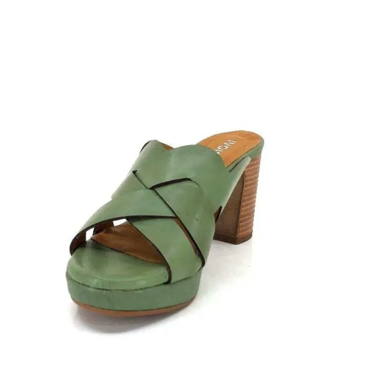 Ivoire0399a Ivoire 6080 Cuir Vert Olive*Femme Mules