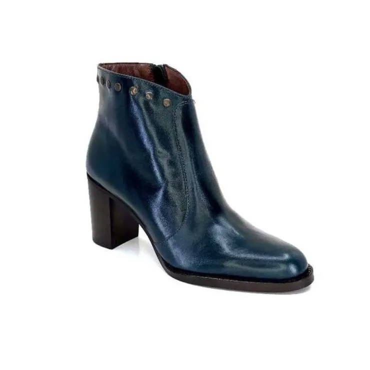 Ivoire0381b Ivoire 8016 Cuir Vert Pavone*Femme Bottines