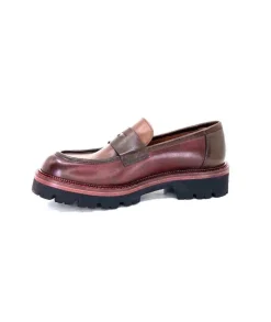 Ivoire0156 Ivoire 3276 Cuir Vino Mattone*Femme Mocassins