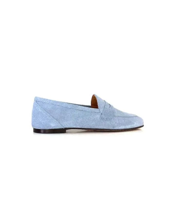 Ivoire0209b Ivoire 10648 Daim Azul Ciel*Femme Mocassins
