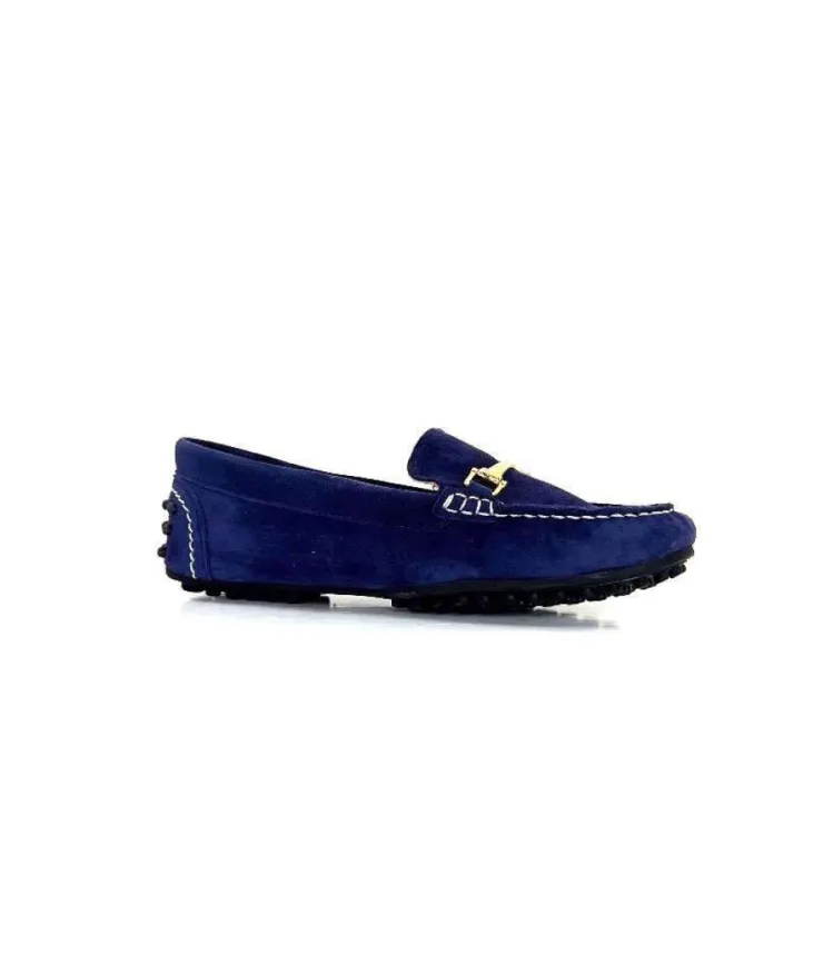 Ivoire0209b Ivoire 12443 Daim Bleu Marine*Femme Mocassins