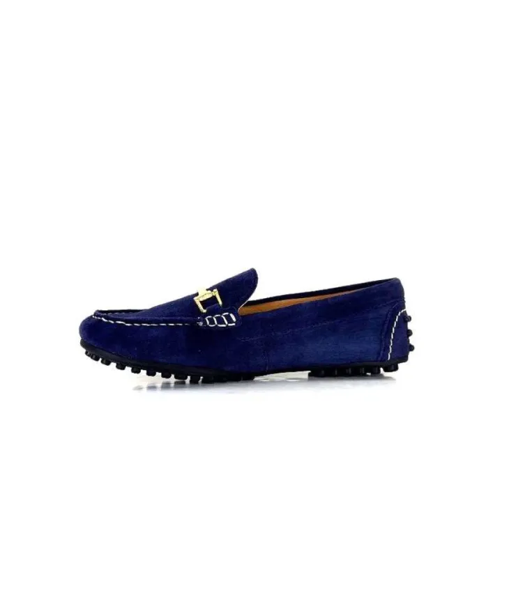 Ivoire0209b Ivoire 12443 Daim Bleu Marine*Femme Mocassins