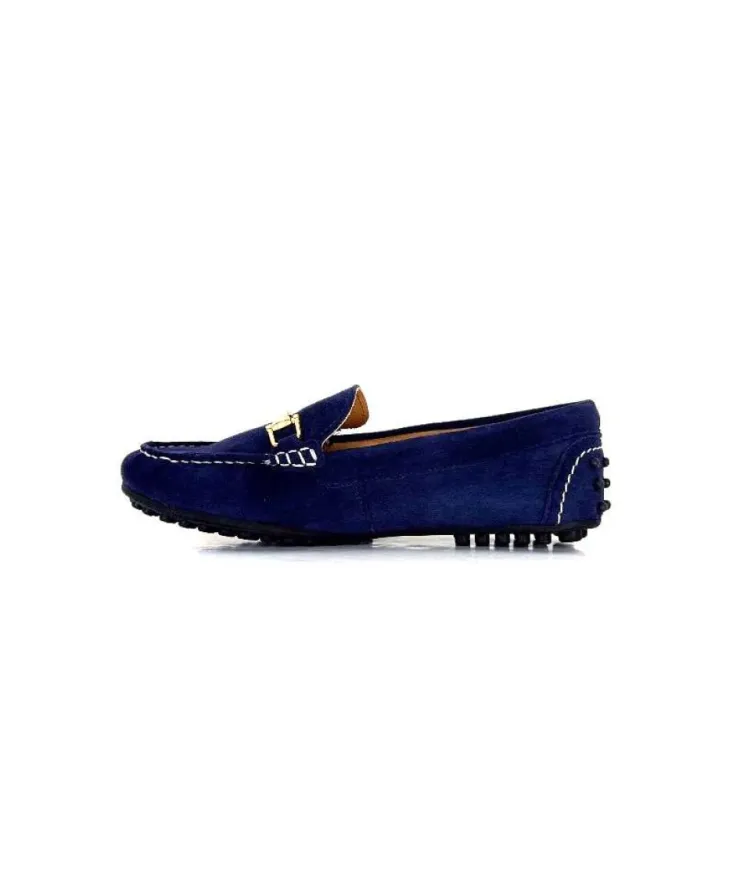 Ivoire0209b Ivoire 12443 Daim Bleu Marine*Femme Mocassins