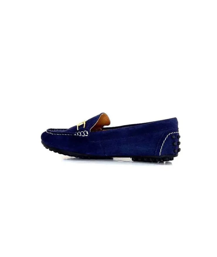 Ivoire0209b Ivoire 12443 Daim Bleu Marine*Femme Mocassins