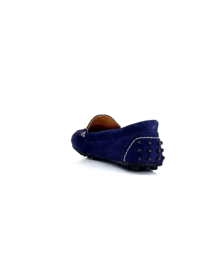 Ivoire0209b Ivoire 12443 Daim Bleu Marine*Femme Mocassins