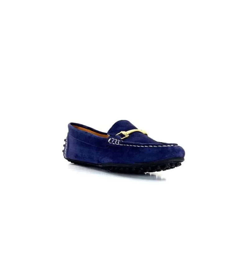 Ivoire0209b Ivoire 12443 Daim Bleu Marine*Femme Mocassins