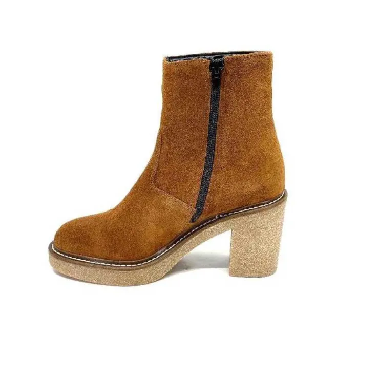 Ivoire0104a Ivoire 52245 Daim Cognac*Femme Bottines