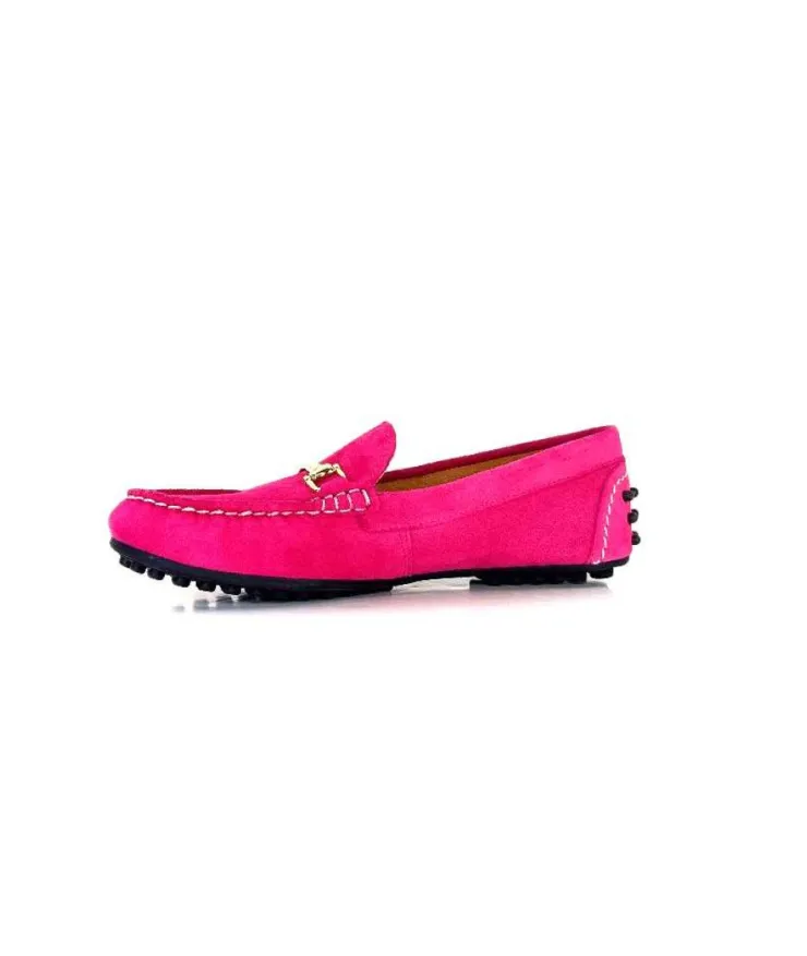 Ivoire0209b Ivoire 12443 Daim Fushia*Femme Mocassins