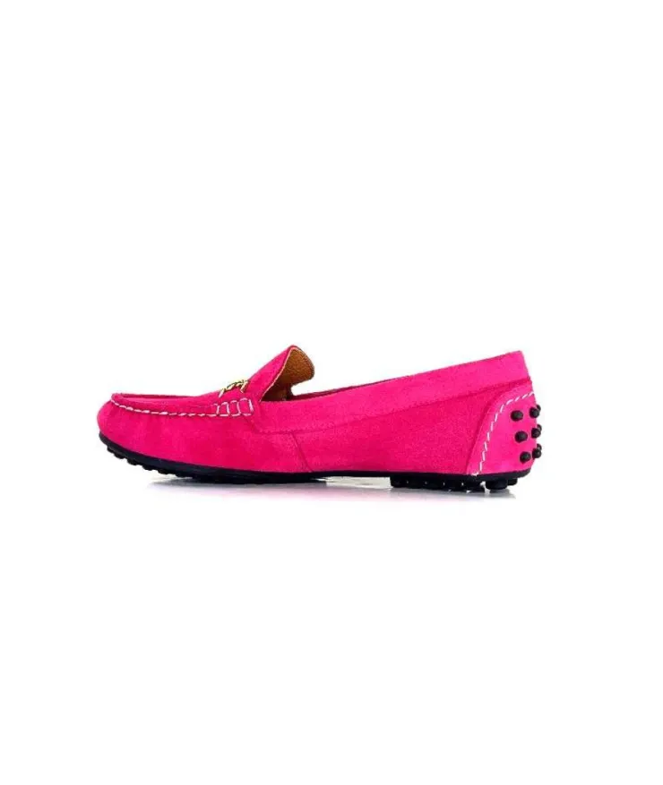 Ivoire0209b Ivoire 12443 Daim Fushia*Femme Mocassins