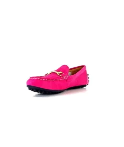 Ivoire0209b Ivoire 12443 Daim Fushia*Femme Mocassins
