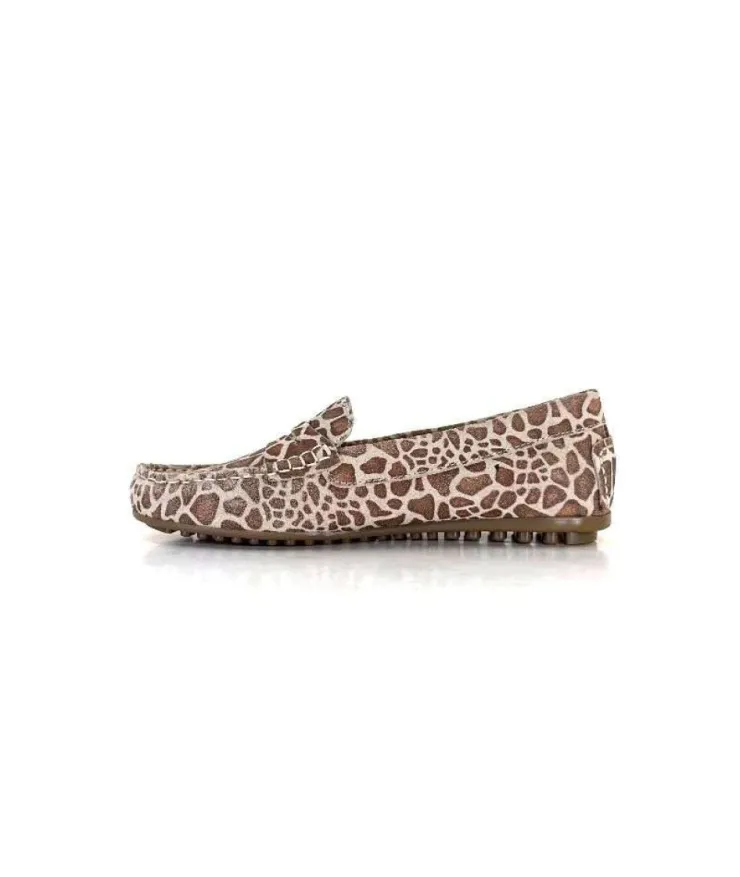 Ivoire0209b Ivoire 10322 Daim Leo Beige*Femme Mocassins