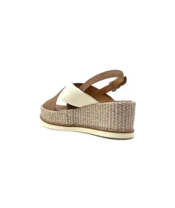 Ivoire0551 Ivoire 2153 Daim Marron Cuir Creme*Femme Plateformes