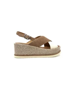 Ivoire0551 Ivoire 2153 Daim Marron Cuir Creme*Femme Plateformes