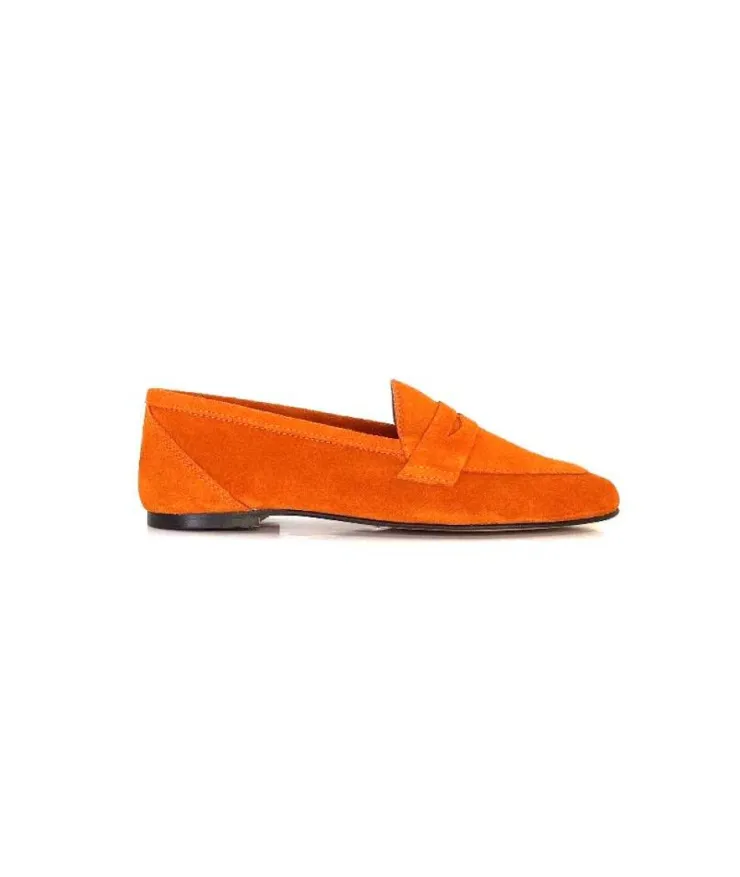 Ivoire0209b Ivoire 10648 Daim Orange*Femme Mocassins